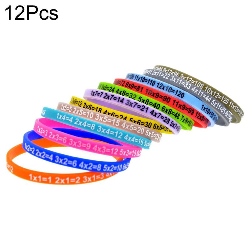 12-piece/set Multiplication Tables Silicone Wristband for Students